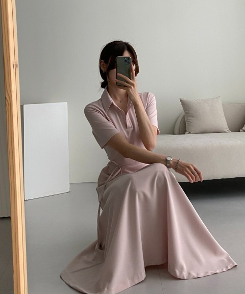 FAVORITO(ファヴォリート)の「ウエストマークボタンダウンワンピース(ワンピース・レディース・ブラック/ピンク・F)」の18枚目の写真