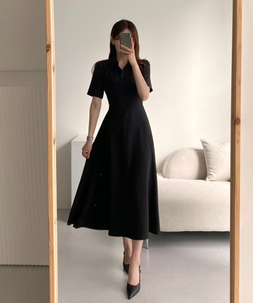 FAVORITO(ファヴォリート)の「ウエストマークボタンダウンワンピース(ワンピース・レディース・ブラック/ピンク・F)」の9枚目の写真
