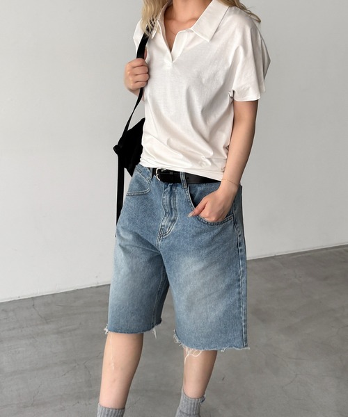 CANAL JEAN（キャナルジーン）の「diggity　ドライコットンポロシャツ（ポロシャツ・レディース・ブラック/ホワイト・ONE SIZE）」の3枚目の写真