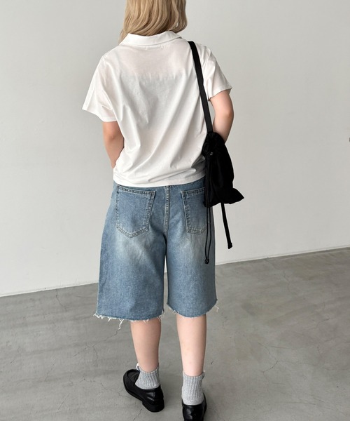 CANAL JEAN（キャナルジーン）の「diggity　ドライコットンポロシャツ（ポロシャツ・レディース・ブラック/ホワイト・ONE SIZE）」の4枚目の写真
