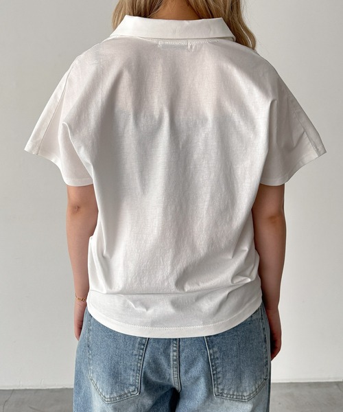 CANAL JEAN（キャナルジーン）の「diggity　ドライコットンポロシャツ（ポロシャツ・レディース・ブラック/ホワイト・ONE SIZE）」の11枚目の写真
