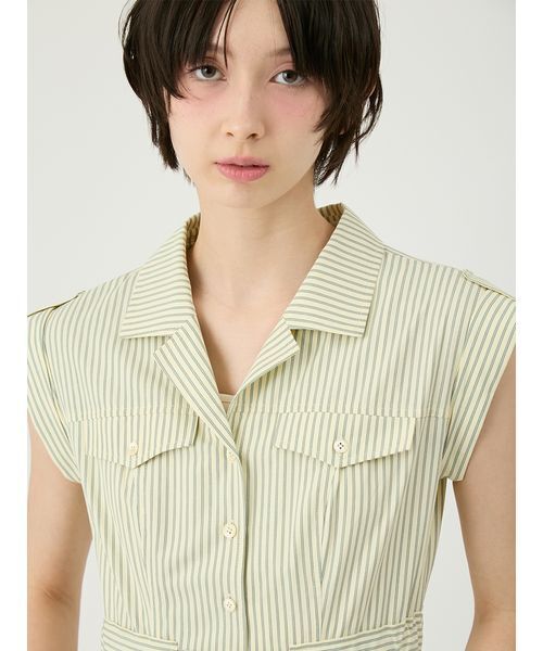 LILY BROWN(リリーブラウン)の「サファリディテールシャツワンピース(ワンピース・レディース・ストライプ/ホワイト/ネイビー・0/1)」の8枚目の写真