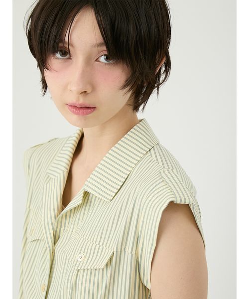 LILY BROWN(リリーブラウン)の「サファリディテールシャツワンピース(ワンピース・レディース・ストライプ/ホワイト/ネイビー・0/1)」の11枚目の写真