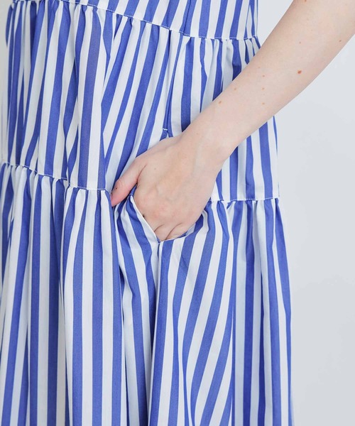 PICCIN(ピッチン)の「ストライプティアードショートスリーブワンピース(シャツワンピース・レディース・ブルー系その他/ブラック系その他・M)」の17枚目の写真