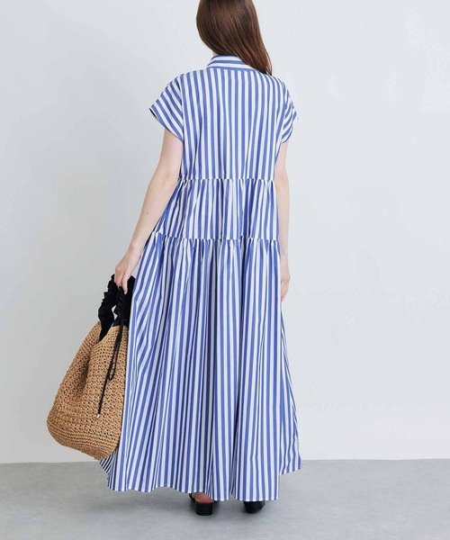 PICCIN(ピッチン)の「ストライプティアードショートスリーブワンピース(シャツワンピース・レディース・ブルー系その他/ブラック系その他・M)」の9枚目の写真