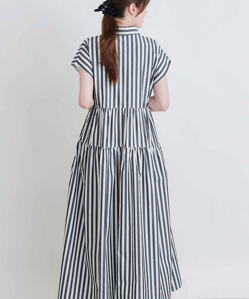 PICCIN(ピッチン)の「ストライプティアードショートスリーブワンピース(シャツワンピース・レディース・ブルー系その他/ブラック系その他・M)」の13枚目の写真