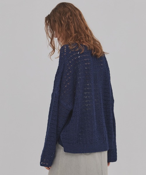 PUBLIC TOKYO（パブリックトウキョウ）の「【2026新作】WASHI ミックスメッシュニット（ニット/セーター・レディース・ホワイト/ブルー・FREE）」の16枚目の写真