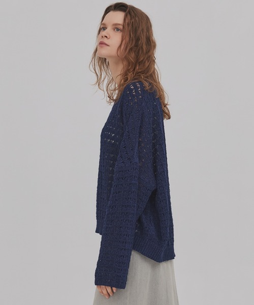 PUBLIC TOKYO（パブリックトウキョウ）の「【2026新作】WASHI ミックスメッシュニット（ニット/セーター・レディース・ホワイト/ブルー・FREE）」の15枚目の写真