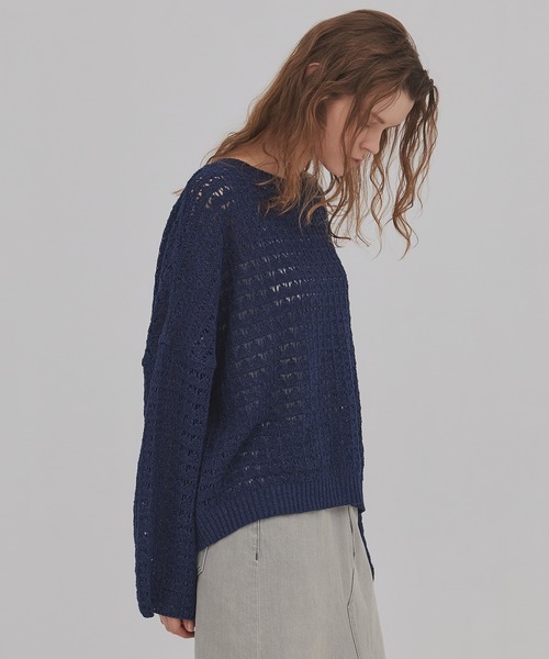PUBLIC TOKYO（パブリックトウキョウ）の「【2026新作】WASHI ミックスメッシュニット（ニット/セーター・レディース・ホワイト/ブルー・FREE）」の18枚目の写真