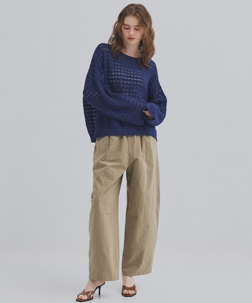 PUBLIC TOKYO（パブリックトウキョウ）の「【2026新作】WASHI ミックスメッシュニット（ニット/セーター・レディース・ホワイト/ブルー・FREE）」の21枚目の写真