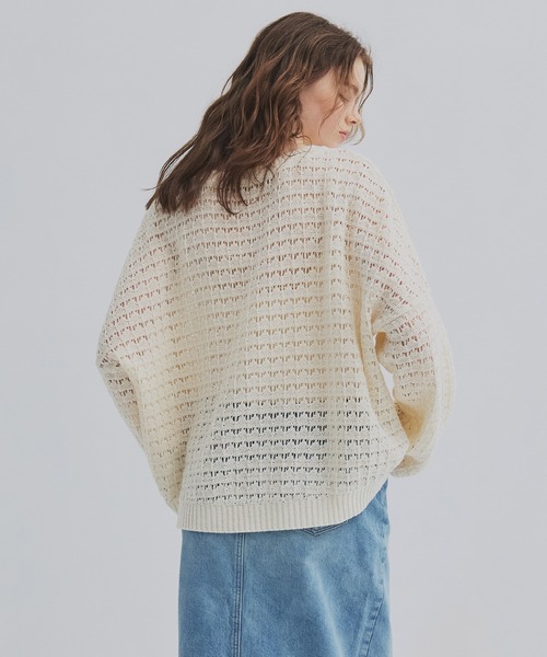 PUBLIC TOKYO（パブリックトウキョウ）の「【2026新作】WASHI ミックスメッシュニット（ニット/セーター・レディース・ホワイト/ブルー・FREE）」の12枚目の写真