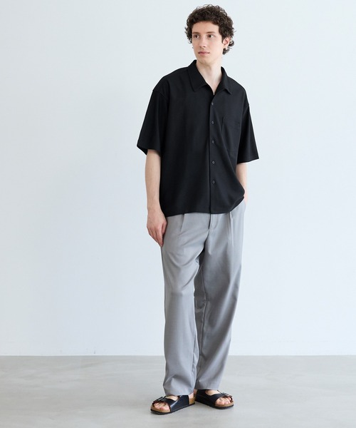 coca(coca)(コカ)の「\速乾/ 変形編み開襟半袖シャツ(シャツ/ブラウス・メンズ・ネイビー/ブラック・L/M/XL)」の4枚目の写真