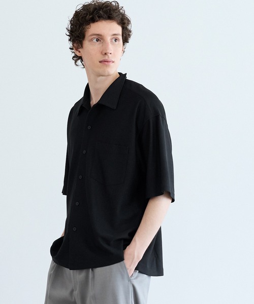 coca(coca)(コカ)の「\速乾/ 変形編み開襟半袖シャツ(シャツ/ブラウス・メンズ・ネイビー/ブラック・L/M/XL)」の7枚目の写真