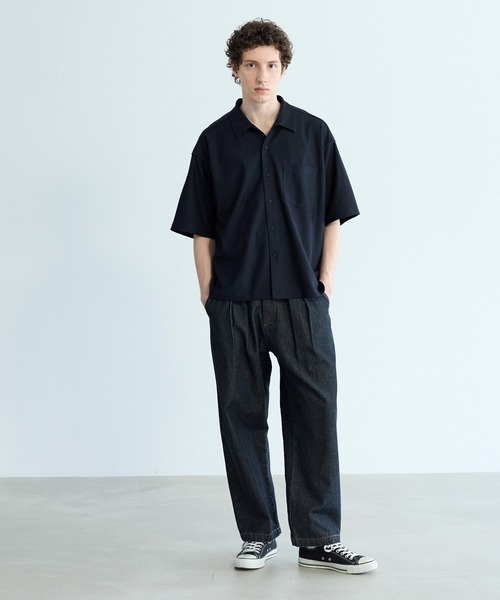 coca(coca)(コカ)の「\速乾/ 変形編み開襟半袖シャツ(シャツ/ブラウス・メンズ・ネイビー/ブラック・L/M/XL)」の8枚目の写真