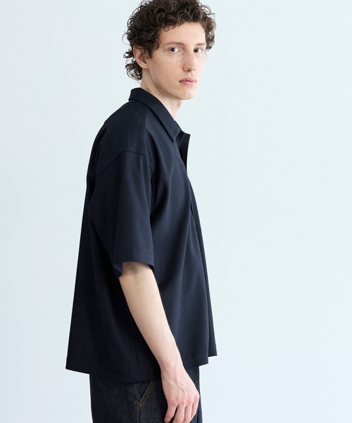 coca(coca)(コカ)の「\速乾/ 変形編み開襟半袖シャツ(シャツ/ブラウス・メンズ・ネイビー/ブラック・L/M/XL)」の9枚目の写真