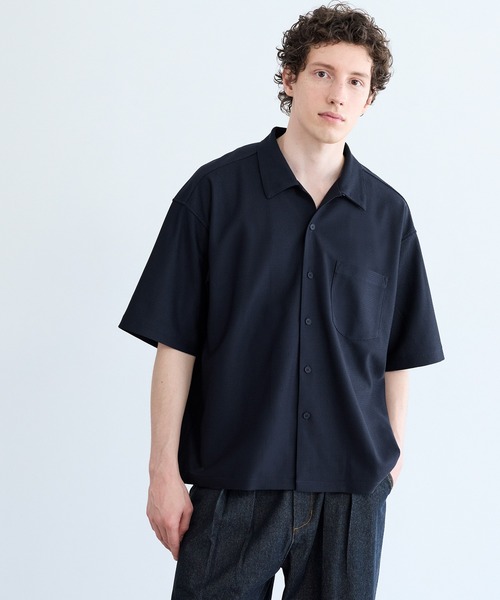 coca(coca)(コカ)の「\速乾/ 変形編み開襟半袖シャツ(シャツ/ブラウス・メンズ・ネイビー/ブラック・L/M/XL)」の10枚目の写真