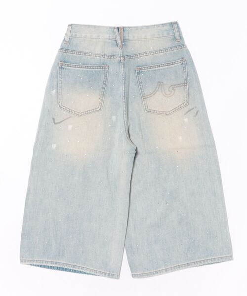 WESTSEA(ウエストシー)の「ラインストーン ワイドデニムショーツ レディース(デニムパンツ・レディース・ブルー・L/S/M)」の2枚目の写真