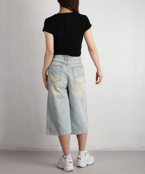 WESTSEA(ウエストシー)の「ラインストーン ワイドデニムショーツ レディース(デニムパンツ・レディース・ブルー・L/S/M)」の8枚目の写真