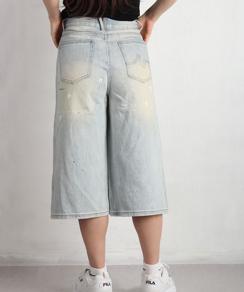 WESTSEA(ウエストシー)の「ラインストーン ワイドデニムショーツ レディース(デニムパンツ・レディース・ブルー・L/S/M)」の5枚目の写真