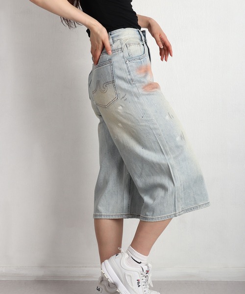 WESTSEA(ウエストシー)の「ラインストーン ワイドデニムショーツ レディース(デニムパンツ・レディース・ブルー・L/S/M)」の6枚目の写真