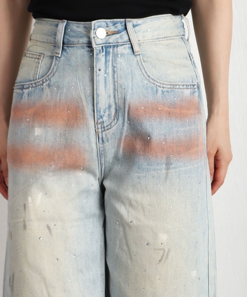 WESTSEA(ウエストシー)の「ラインストーン ワイドデニムショーツ レディース(デニムパンツ・レディース・ブルー・L/S/M)」の9枚目の写真