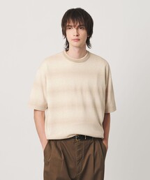 シアー オンブレ ボーダー クルーネック Tシャツ ウォッシャブル