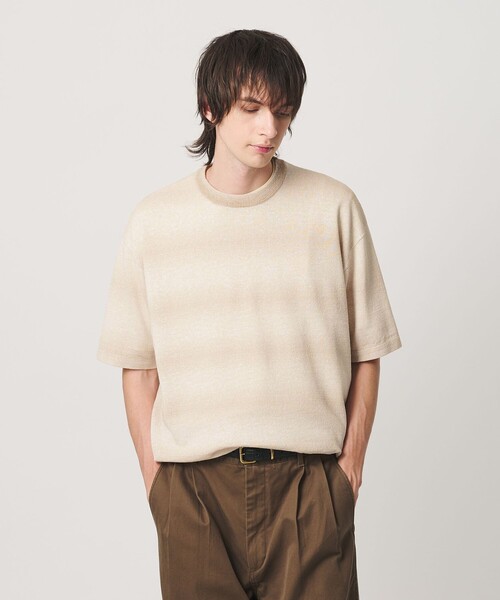 BEAUTY&YOUTH UNITED ARROWS(ビューティーアンドユースユナイテッドアローズ)の「シアー オンブレ ボーダー クルーネック Tシャツ ウォッシャブル(ニット/セーター・メンズ・ライトグレー/ベージュ・S/L/M/XL)」の3枚目の写真