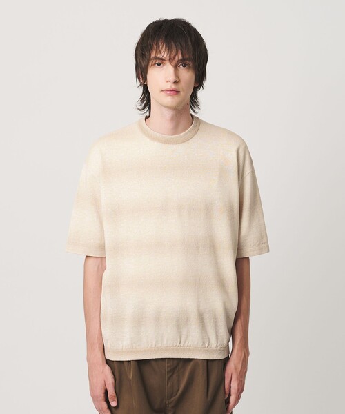 BEAUTY&YOUTH UNITED ARROWS(ビューティーアンドユースユナイテッドアローズ)の「シアー オンブレ ボーダー クルーネック Tシャツ ウォッシャブル(ニット/セーター・メンズ・ライトグレー/ベージュ・S/L/M/XL)」の6枚目の写真