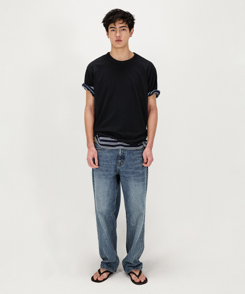 SHIRTER（シャーター）の「WOOL BLENDED COTTON T-SHIRT (BLACK)（Tシャツ/カットソー・メンズ・その他・SMALL/MEDIUM/LARGE）」の3枚目の写真