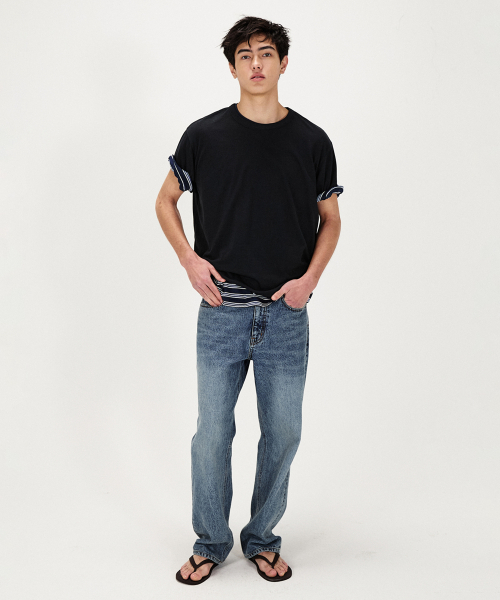 SHIRTER（シャーター）の「WOOL BLENDED COTTON T-SHIRT (BLACK)（Tシャツ/カットソー・メンズ・その他・SMALL/MEDIUM/LARGE）」の4枚目の写真