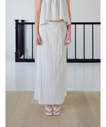 Bead belt long skirt_gray