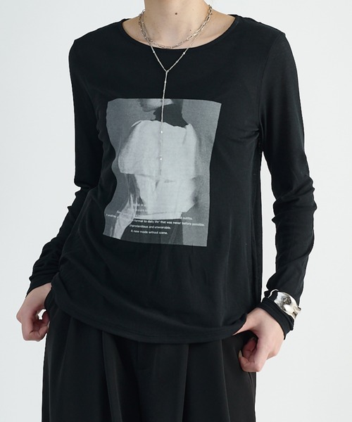 Lui's(ルイス)の「シアーフォトコンパクトロンT(Tシャツ/カットソー・レディース・ブラック/オフホワイト・FREE)」の15枚目の写真