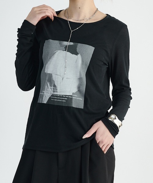 Lui's(ルイス)の「シアーフォトコンパクトロンT(Tシャツ/カットソー・レディース・ブラック/オフホワイト・FREE)」の16枚目の写真