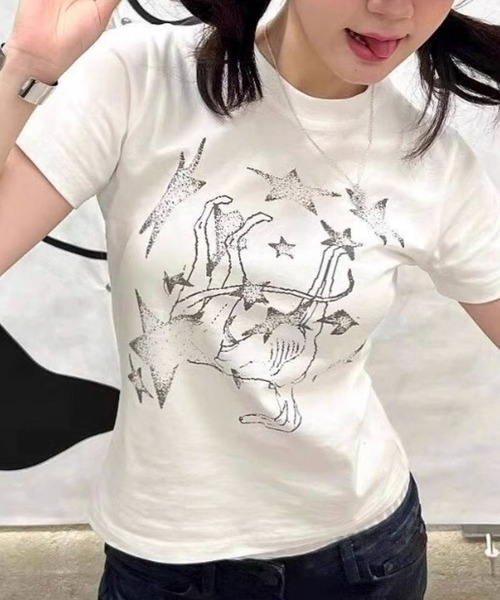 AVYL(アヴィル)の「スターグラフィックコンパクト半袖チビTシャツ(Tシャツ/カットソー・レディース・ホワイト・M)」の3枚目の写真