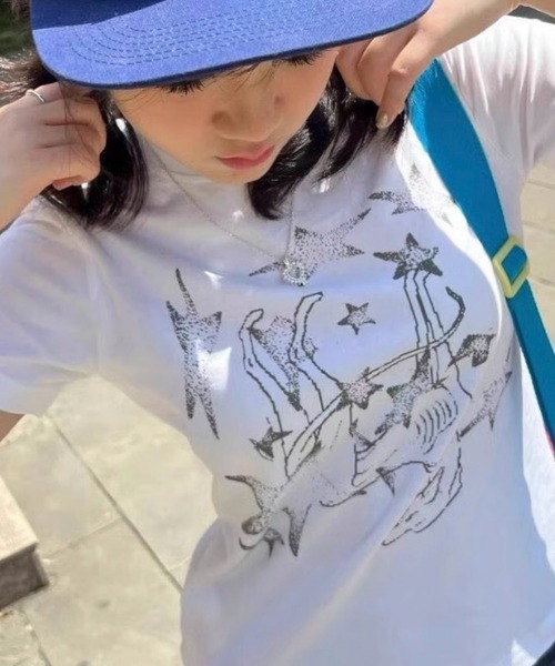 AVYL(アヴィル)の「スターグラフィックコンパクト半袖チビTシャツ(Tシャツ/カットソー・レディース・ホワイト・M)」の5枚目の写真
