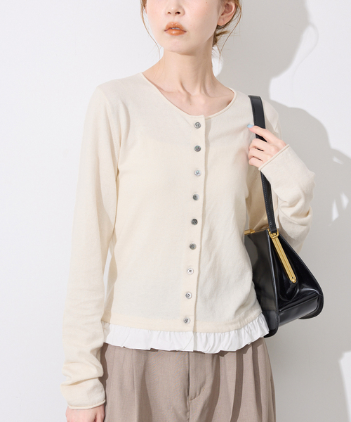 SLOBE IENA(スローブイエナ)の「《シリーズあり》コットンヤクヘムフリルカーディガン(カーディガン/ボレロ・レディース・アイボリー/チャコールグレー/ネイビー・FREE)」の17枚目の写真