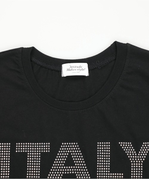 SPINNS（スピンズ）の「半袖カットソー/スタッズロゴ/ITALY/ガールズストリート（Tシャツ/カットソー・レディース・ネイビー/ブラック/オフホワイト・ONESIZE）」の17枚目の写真
