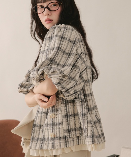 loin nuit ロワンニュイ　フリルパフスリーブジャケット　テーラード loin nuit（ロワンニュイ）の「frill puff sleeve jacket / フリル