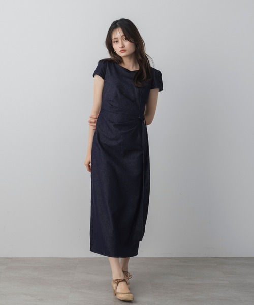 AJUGA.(アジュガ)の「ラップデザインデニムライクワンピース(ワンピース・レディース・ネイビー・M/S)」の5枚目の写真