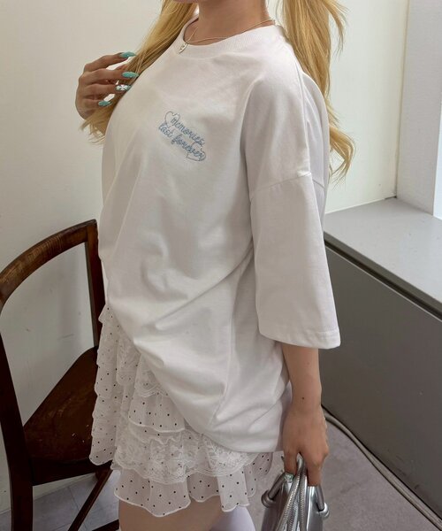 continuer de NICE CLAUP(コンティニューデナイスクラップ)の「ドットロゴBigT(Tシャツ/カットソー・レディース・ブラック/ピンク/オフホワイト・FREE)」の8枚目の写真