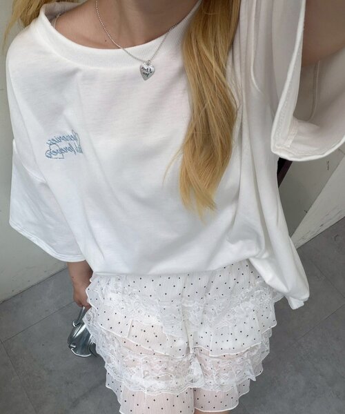 continuer de NICE CLAUP(コンティニューデナイスクラップ)の「ドットロゴBigT(Tシャツ/カットソー・レディース・ブラック/ピンク/オフホワイト・FREE)」の9枚目の写真
