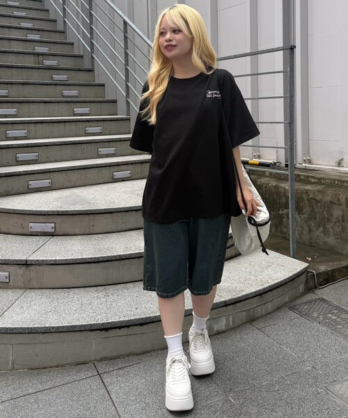 continuer de NICE CLAUP(コンティニューデナイスクラップ)の「ドットロゴBigT(Tシャツ/カットソー・レディース・ブラック/ピンク/オフホワイト・FREE)」の10枚目の写真