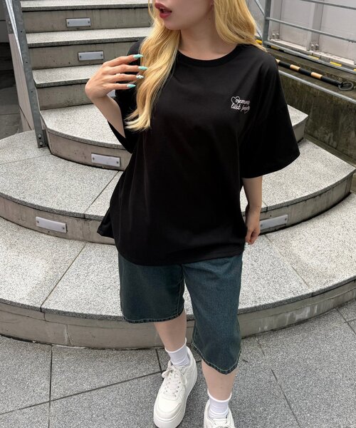 continuer de NICE CLAUP(コンティニューデナイスクラップ)の「ドットロゴBigT(Tシャツ/カットソー・レディース・ブラック/ピンク/オフホワイト・FREE)」の13枚目の写真