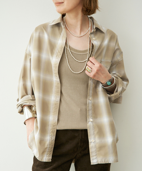 Deuxieme Classe(ドゥーズィエムクラス)の「*Vintage Check シャツ2(シャツ/ブラウス・レディース・ベージュ・FREE)」の1枚目の写真