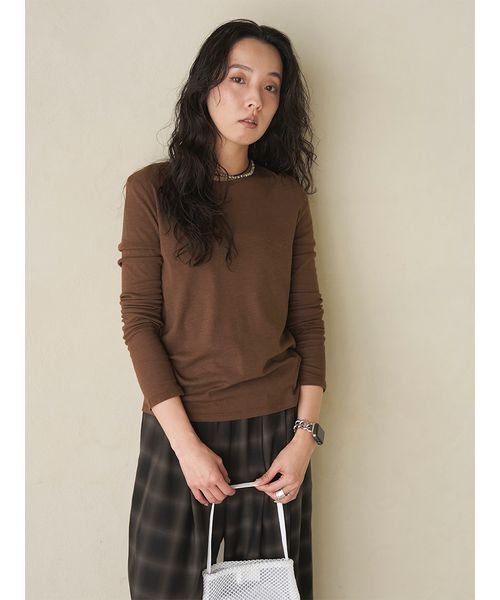 emmi(エミ)の「【emmi×Plax(TM)】クルーネックカットソー(Tシャツ/カットソー・レディース・ホワイト/ライム/ブラウン・F)」の2枚目の写真