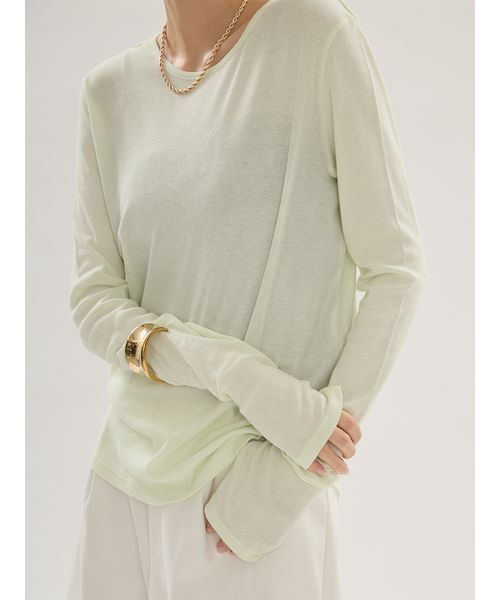 emmi(エミ)の「【emmi×Plax(TM)】クルーネックカットソー(Tシャツ/カットソー・レディース・ホワイト/ライム/ブラウン・F)」の3枚目の写真