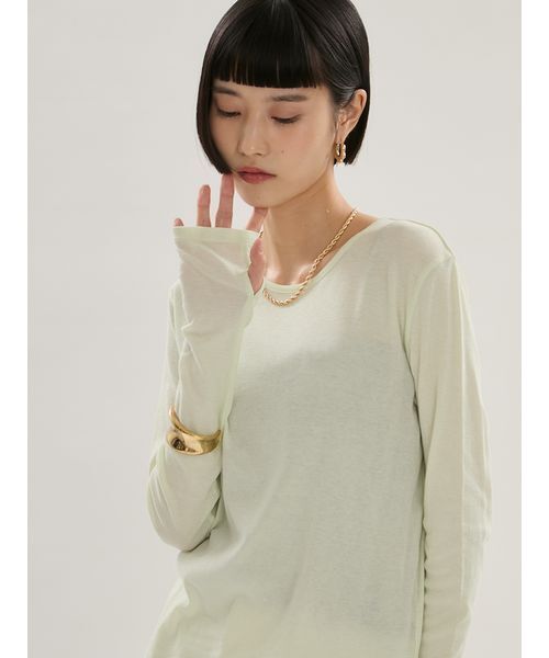 emmi(エミ)の「【emmi×Plax(TM)】クルーネックカットソー(Tシャツ/カットソー・レディース・ホワイト/ライム/ブラウン・F)」の4枚目の写真