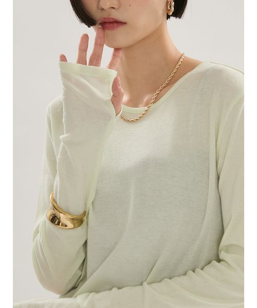 emmi(エミ)の「【emmi×Plax(TM)】クルーネックカットソー(Tシャツ/カットソー・レディース・ホワイト/ライム/ブラウン・F)」の7枚目の写真