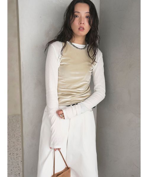 emmi(エミ)の「【emmi×Plax(TM)】クルーネックカットソー(Tシャツ/カットソー・レディース・ホワイト/ライム/ブラウン・F)」の16枚目の写真