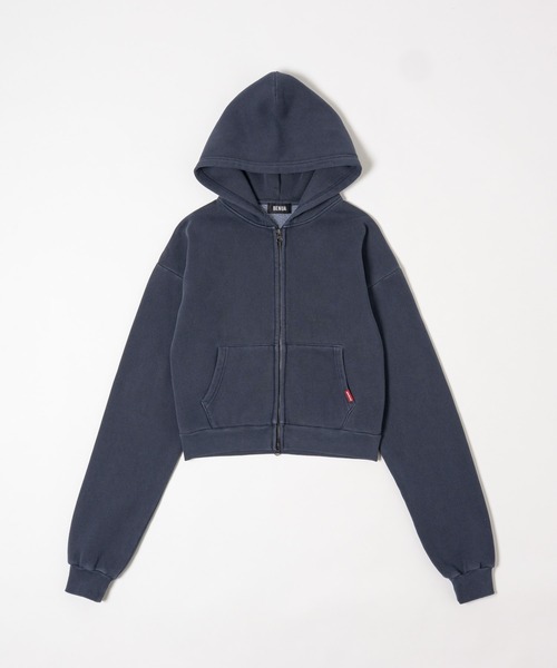 BENUA(ベヌア)の「ピグメントダブルジップフーディー - Pigment double zip hoodie -(パーカー・レディース・ダークグレー/カーキ/ネイビー・FREE)」の12枚目の写真